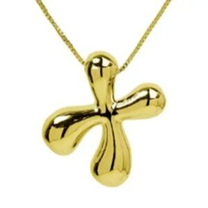 14k Gold Plated Chunky Balloon Bubble Initial Charm Pendant Necklace - Letter X